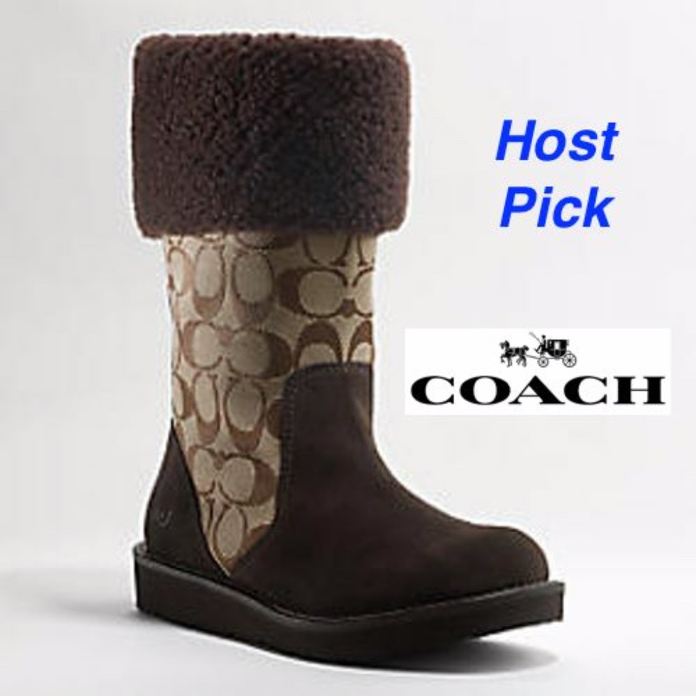 NEW COACH Kally boot logo CC sz 6 khaki/chocolate/